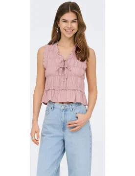 Top sin mangas de mujer con cuello pico y volante - Only - FashionsVida