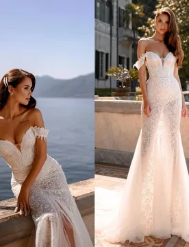 Customized Elegant White Organza Wedding Dress Exquisite Strapless Sleeveless Bridal Gowns Delicate Mermaid Vestido De Novia - Aliexpress - FashionsVida