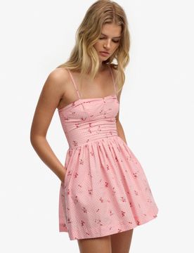 Superdry Damen Korsett-cami-minikleid Pink - Größe: 38
