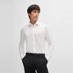 Hugo Mens Slim Fit Long Sleeve Shirt In White - Size 17 Inch
