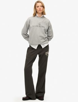 Superdry Damen Athletic Essentials Flare-jogginghose mit Tiefem Bund Dark Grey - Größe: 44
