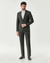 Abito drop 7 in tela di lana stretch verde scuro