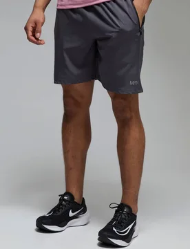 Men's Active Regular Fit Stretch Woven 7inch Short Charcoal Size X-Large Charcoal XL - boohooMAN - FashionsVida