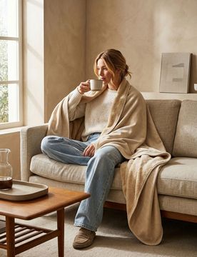 Coperta reversibile - beige