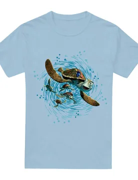 Unisex Finding Nemo Crush Ride The Wave T-Shirt Light Blue Size: Small - Light Blue - Size: S - Disney - FashionsVida