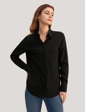 Chemisier Soie Style De Base 100% Soie, Chemise Basique Léger Et Résistant Aux Rides Chemises