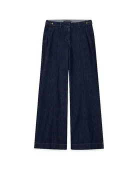 Jeans Jambe Large bleu marine 38 - Luisa Cerano - FashionsVida