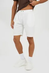 Mens Cream Textured Longline Shorts - Size 2xl