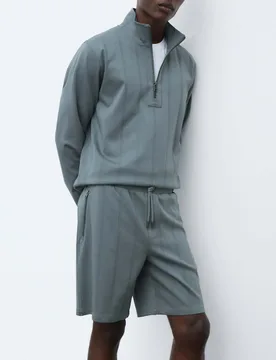 Regular Fit Cotton Rich Textured Shorts Gunmetal male - Autograph - FashionsVida