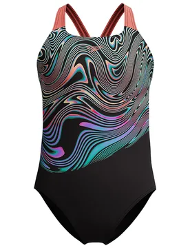 Digital Placement Powerback Swimsuit Neon Coral 9-10 Years Girls - Speedo - FashionsVida