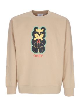 Felpa Girocollo Uomo Bear Icon Premium Crew Fleece Oat Milk