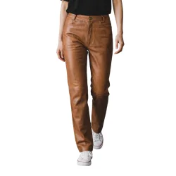 Womens Tan Lamb 501 Biker Jeans - Sogndal - Size 4xl