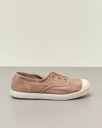 Sneakers sabbia senza lacci in canvas di cotone effetto stone washed 24-27