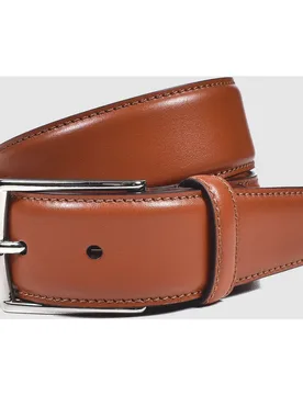 Cinturón de hombre de piel en color cuero - Olimpo - FashionsVida