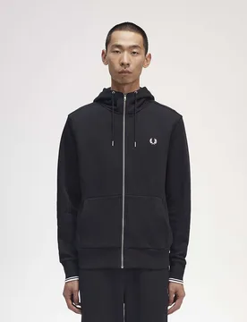 Felpa nera con cappuccio e chiusura zip - Fred perry - FashionsVida