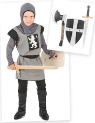 Ritter-Kostümset für Kinder 6-teilig schwarz-grau