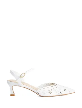 Leather Stiletto Heel Pointed Court Shoes White female - Dune london - FashionsVida
