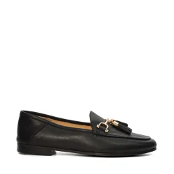 Womens Ladies Graysons - Tassel Trimmed Loafers - Black Material_leather1 - Size Uk 5