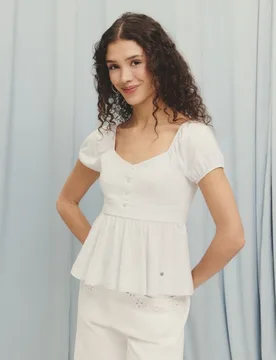 Camiseta de mujer de rayas y peplum - Green Coast - FashionsVida