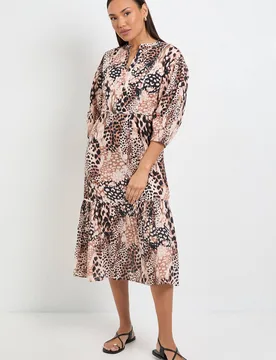 Women's Summer Cotton Animal Midi Dress in Brown Size: 20 - Brown - Size: 20 - Wallis - FashionsVida