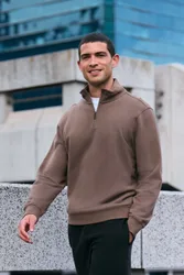 Sid Mens Half-Zip Sweat - Brown