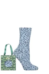 Women's 1 Pair Popcorn Cosy Gift Boxed Lounge Socks Frosty Blue 4-8 - Blue - Size: Small