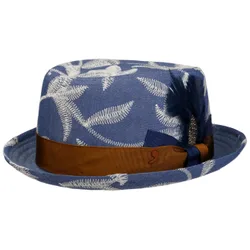 Leaves Pork Pie Cloth Hat by Alfonso DEste - blue - Size: S (54-55 cm)