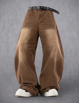 Jeans de pierna ancha con lavado marrón relajado y estilo retro Y2K para hombres - Shein - FashionsVida