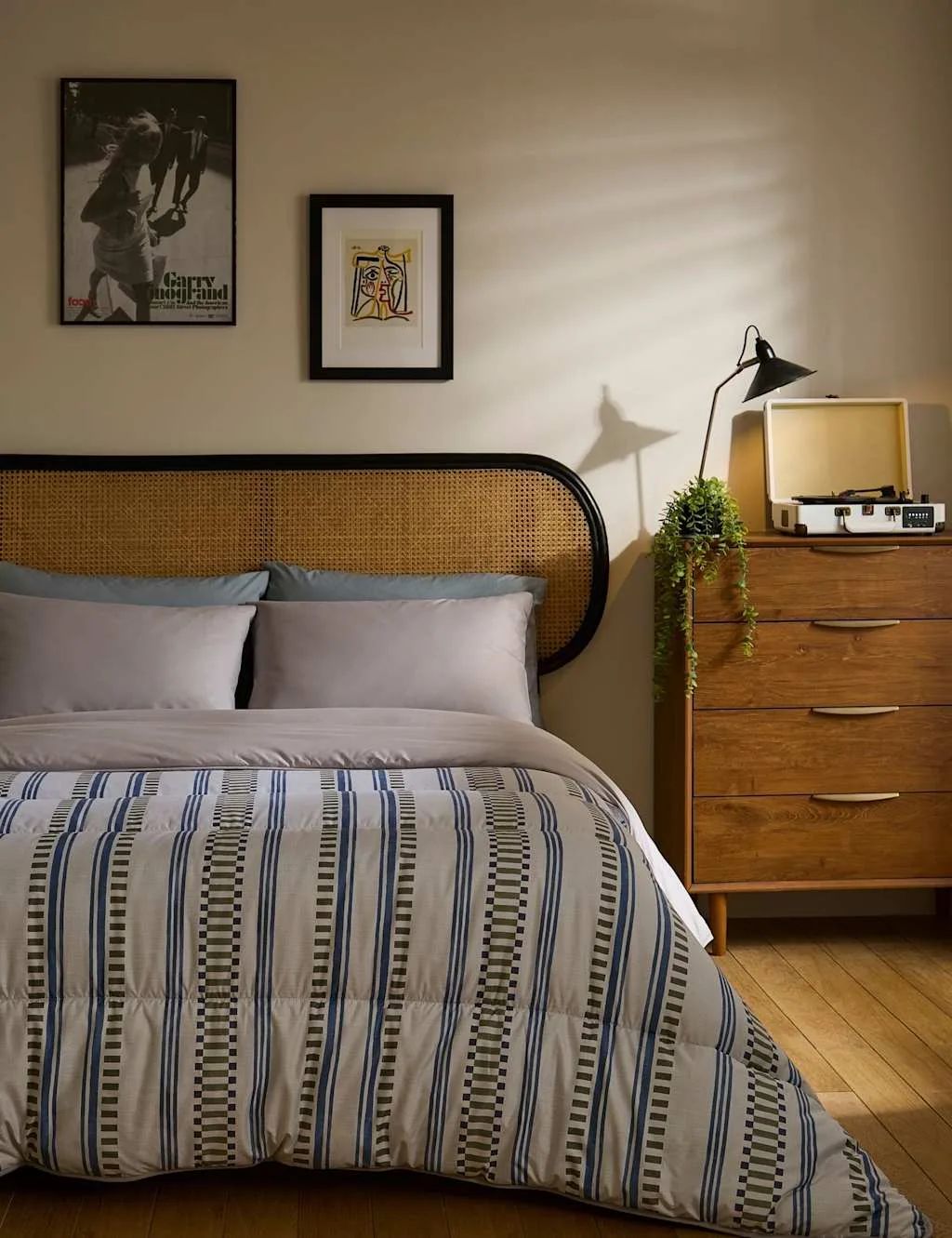 Striped 10.5 Tog Coverless Duvet Set Light Grey Mix - Nightlark - FashionsVida