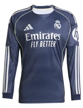 Real Madrid Auswärtstrikot mit langen Ärmeln 2025/26 - Bleu - male - Size: XS - Adidas - FashionsVida