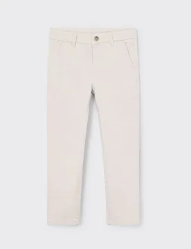 Pantalone chino beige in gabardina di cotone stretch - Mayoral - FashionsVida