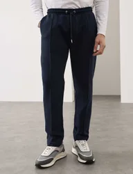 Cotton Rich Pintuck Straight Leg Joggers Dark Navy male