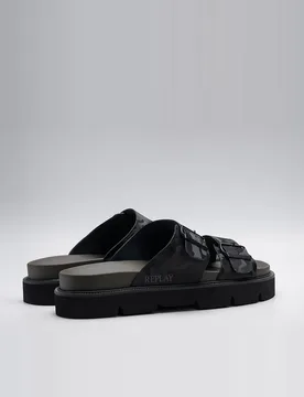 Chanclas de hombre de piel con doble hebilla - Replay - FashionsVida