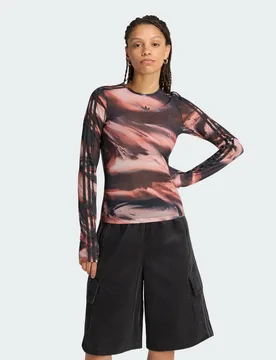 MAGLIA GRAPHIC MESH L Vermillion / Crystal Linen / Aurora Coffee / Black - Adidas - FashionsVida