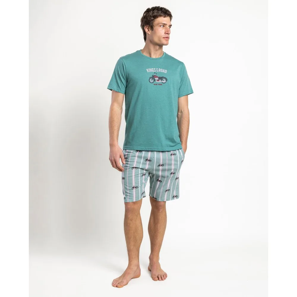 Pijama corto de hombre de punto de color - Admas - FashionsVida