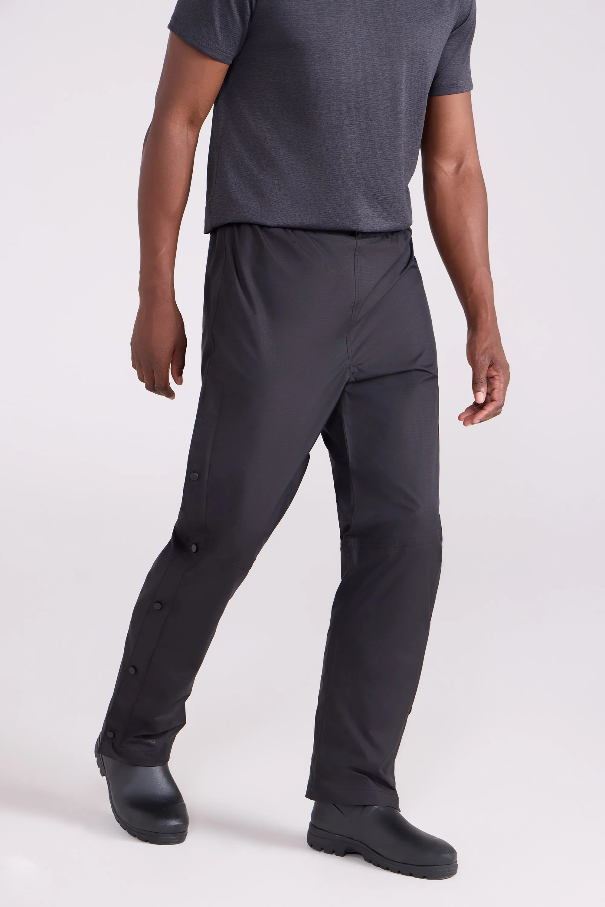Downpour Mens Waterproof Trousers - Black - Black - Size: M - Mountain Warehouse - FashionsVida