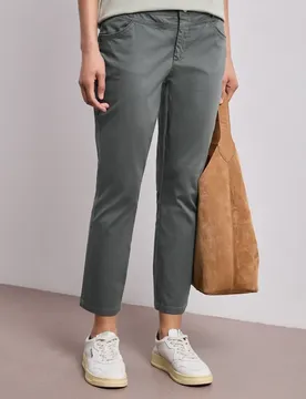 Slim Leg Hose im Satin-Look female Grün