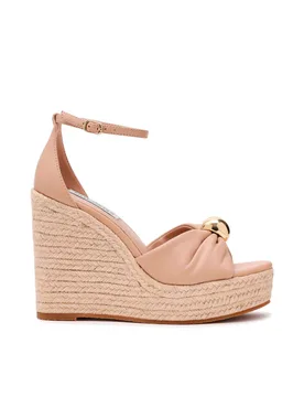 Taliya Leather Ankle Strap Wedge Sandals Blush female - Steve madden - FashionsVida
