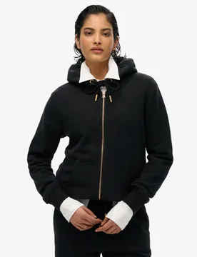 Superdry Damen Essential Kapuzenjacke mit Logo Schwarz - Größe: 42 - 69.99 - FashionsVida