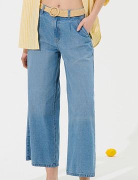 Pantaloni culotte in denim - blu