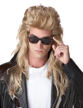 Er Jahre Rocker Langhaar Vokuhila Perücke blond - KARNEVAL-MEGASTORE - FashionsVida