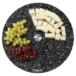 STONELINE Drehbare Glas Servierplatte Tortenplatte 32 cm Schwarz