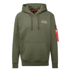 Back Print Hoodie Dark Olive L Herren