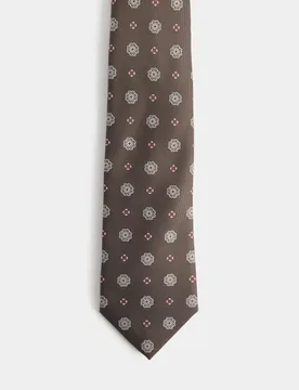 M&S Floral Medallion Tie Brown male - M&S - FashionsVida