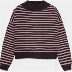 Jersey estampado rayas de cuello redondo de mujer