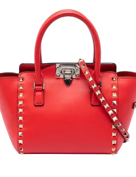 Mini Leather Rockstud Double Handle Tote - Valentino - FashionsVida