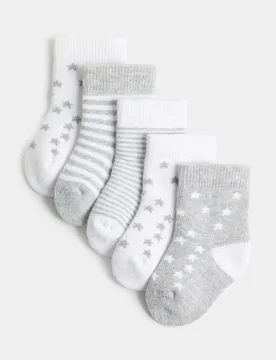 Pack Cotton Rich Star Terry Socks Grey Mix unisex - M&S - FashionsVida