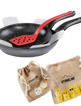 ® Made in Germany Pfannen-Set 6-teilig mit Magnet Griff ohne Deckel - Schwarz - STONELINE - FashionsVida