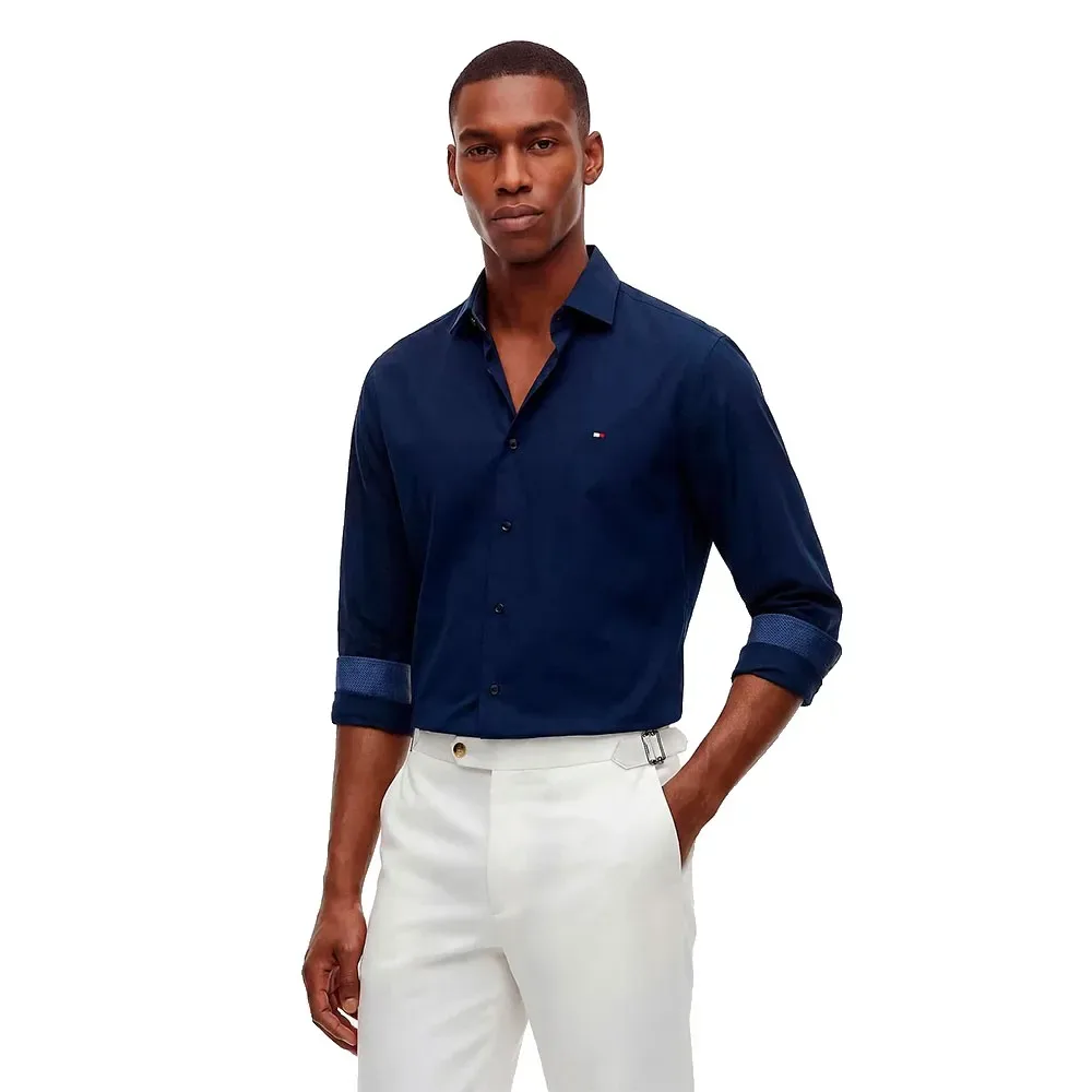 Camicia A Maniche Lunghe Mw0mw379 Carbon Navy 41 - Tommy hilfiger - FashionsVida