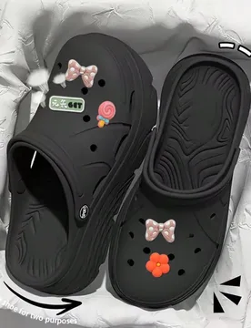 Sandalias huecas para mujer con decoración de lazo, sandalias de cuña casuales transpirables, plataforma de 5 cm con absorción de impactos y livian - Shein - FashionsVida